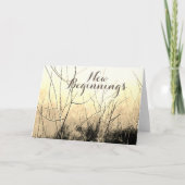 "New Beginnings" Bruin Tan Yellow Floral Design Kaart (Voorkant)