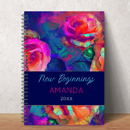 New beginnings colorful bright flowers custom notitieboek