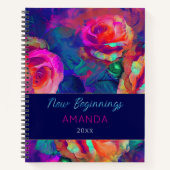 New beginnings colorful bright flowers large  notitieboek (Voorkant)