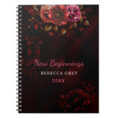 New beginnings dark red black floral notitieboek (Voorkant)