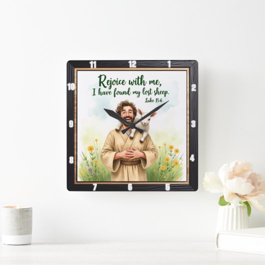 New Beginnings: Found My Sheep Vierkante Klok (Huis)