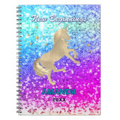 New beginnings gold unicorn Glitter monogram  Notitieboek (Voorkant)