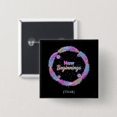New Beginnings / Nuevos Comienzos 2027 Vierkante Button 5,1 Cm (Voorkant /achterkant)