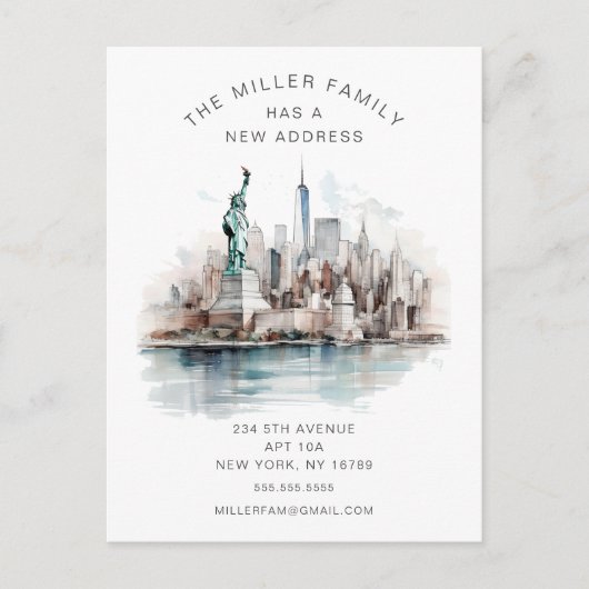 New Beginnings NYC Skyline Verhuisaankondiging Aankondigingskaart (Voorkant)