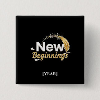 New Beginnings Pin / Pin Nuevos Comienzos Vierkante Button 5,1 Cm