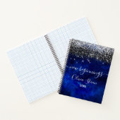 New beginnings royal blue faux glitter large notitieboek (Binnen)