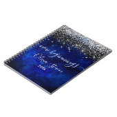 New beginnings royal blue silver faux glitter notitieboek (Linkerzijde)