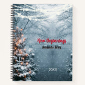 New beginnings woodland white tree custom large notitieboek (Voorkant)
