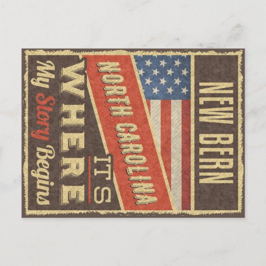 New Bern North Carolina Briefkaart (Voorkant)