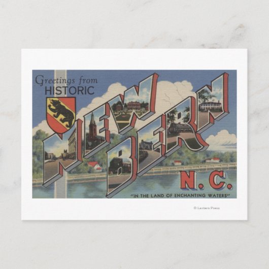 New Bern, North Carolina - Large Letter Scenes Briefkaart (Voorkant)