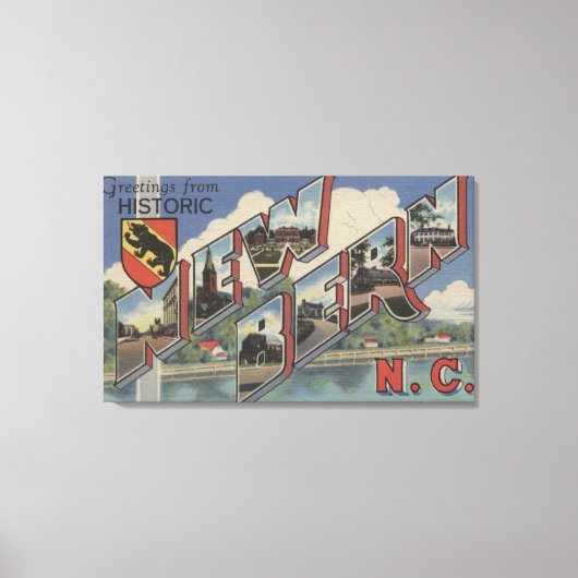 New Bern, North Carolina - Large Letter Scenes Canvas Afdruk (Voorkant)