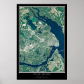 New Bern North Carolina Satellite Poster Map (Voorkant)