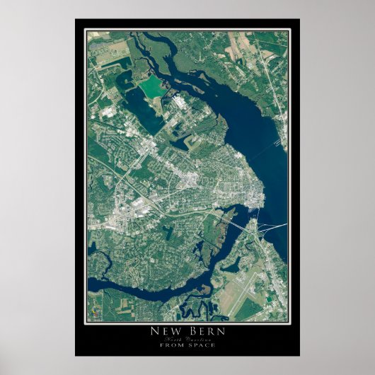 New Bern North Carolina Satellite Poster Map (Voorkant)