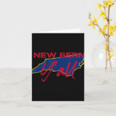 New Bern North Carolina Y'all Nc Pride State Map C Kaart (Gele Bloem)