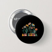 New Big Sister Wildflower First Birthday &amp; Bab Ronde Button 5,7 Cm (Voorkant /achterkant)