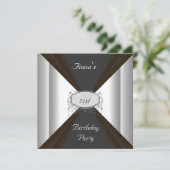 NEW Birthday Party Black Silver Invitation Kaart (Staand voorkant)