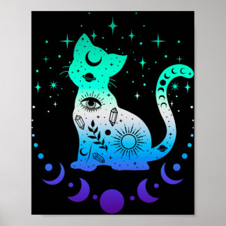 New Blue Gay Male Mlm Pride Flag, Astrology Cat Poster
