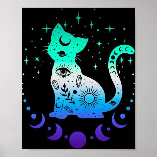 New Blue Gay Male Mlm Pride Flag, Astrology Cat  Poster (Voorkant)