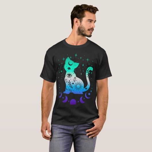New Blue Gay Male Mlm Pride Flag, Astrology Cat  T-shirt (Voorkant volledig)