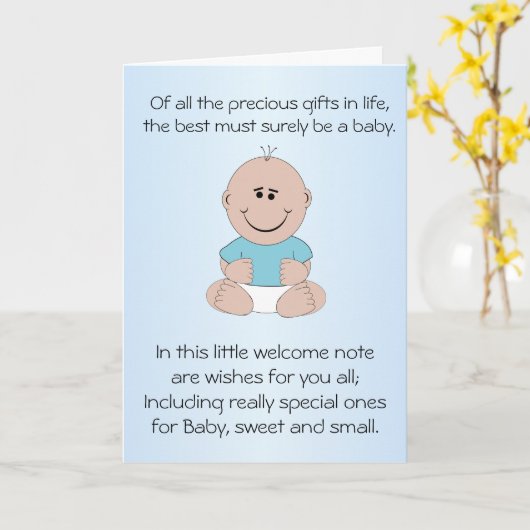 New Born Baby Boy Kaart (Gele Bloem)