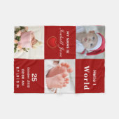 New Born Baby Geboorte Stat Aankondiging Foto Rood Fleece Deken (Voorkant (Horizontaal))