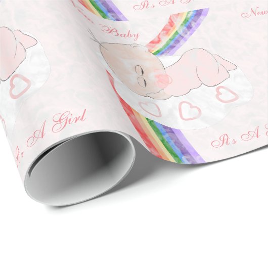 New Born Baby Girl Cadeaupapier (Rol Hoek)