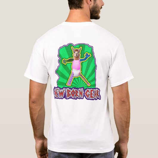 New Born Gear (Llama Afbeelding) - Wit T-shirt (Achterkant)