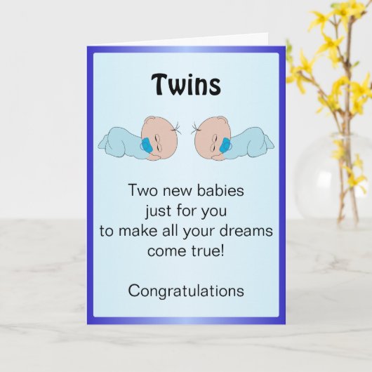 New Born Twin Boys Gepersonaliseerd Kaart (Gele Bloem)