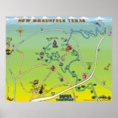 New Braunfels Texas Cartoon Map Poster (Voorkant)