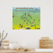 New Braunfels Texas Cartoon Map Poster (Keuken)