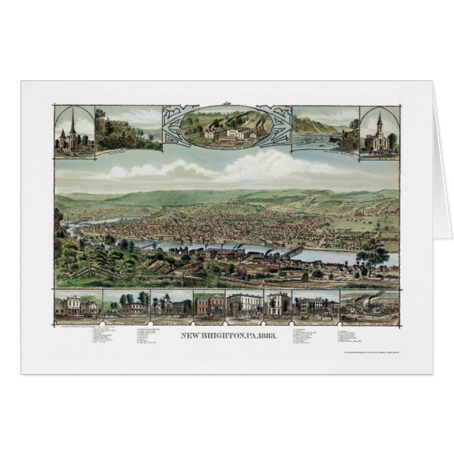 New Brighton, PA Panoramic Map - 1883 (Voorkant Horizontaal)