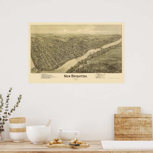 New Brighton, PA Panoramic Map - 1901 Poster (Keuken)