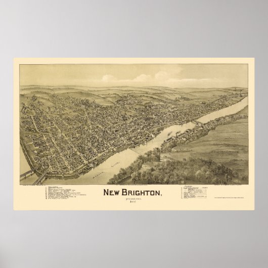 New Brighton, PA Panoramic Map - 1901 Poster (Voorkant)