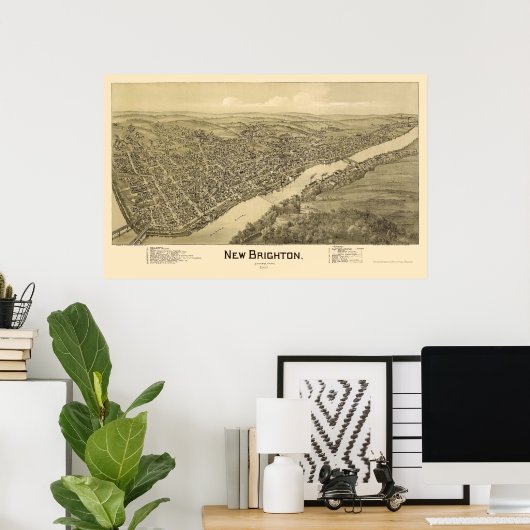New Brighton, PA Panoramic Map - 1901 Poster (Thuiskantoor)