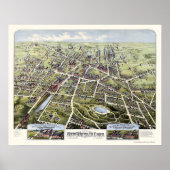 New Britain, CT Panoramic Map - 1875 Poster (Voorkant)
