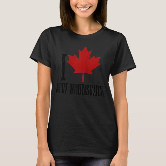 New Brunswick Canada Maple Leaf Canadian Flag Prid T-shirt (Voorkant)
