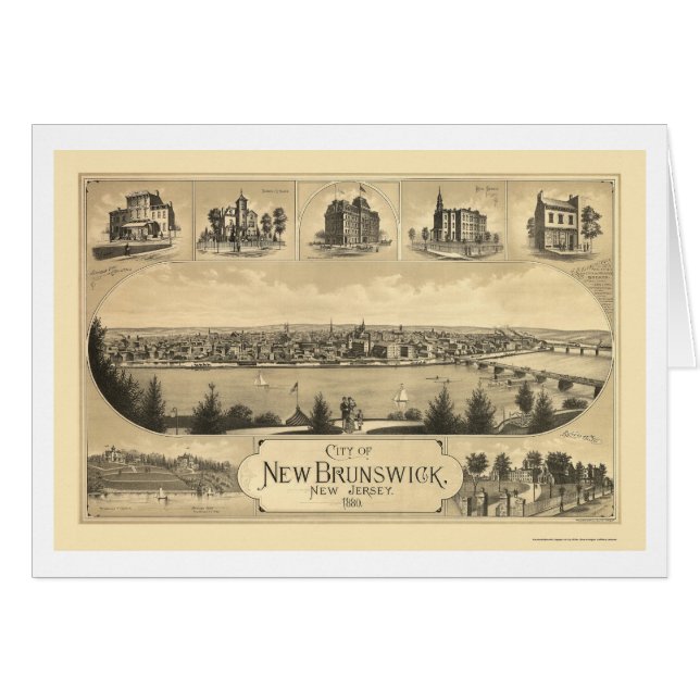 New Brunswick, NJ Panoramic Map - 1880 (Voorkant Horizontaal)