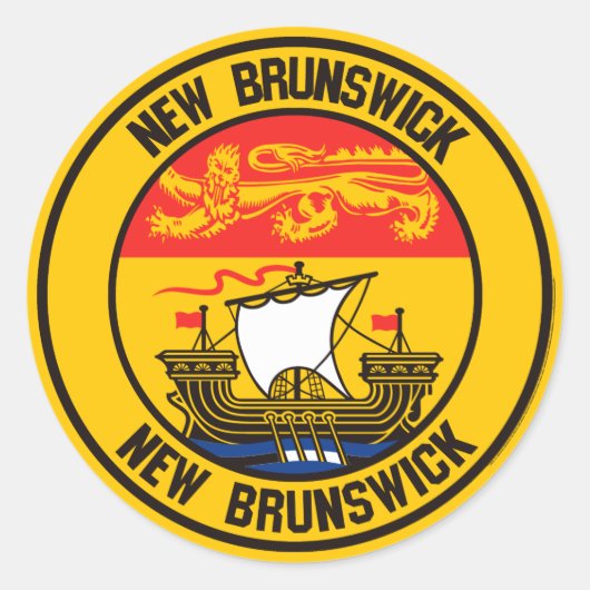 New Brunswick Round Emblem Ronde Sticker (Voorkant)