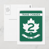 New Brunswick, Trans-Canada Highway Sign Briefkaart (Voorkant / Achterkant)
