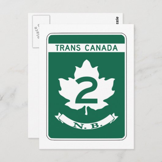 New Brunswick, Trans-Canada Highway Sign Briefkaart (Voorkant / Achterkant)