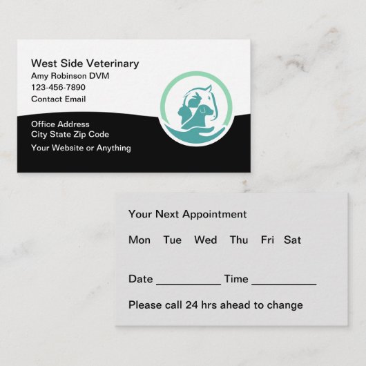 New Budget Veterinary Appointment Business Cards Visitekaartje (Voorkant / Achterkant)