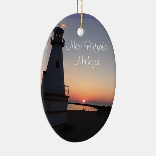 New Buffalo Michigan Sunset Lighthouse Ornament (Rechts)