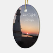 New Buffalo Michigan Sunset Lighthouse Ornament (Links)