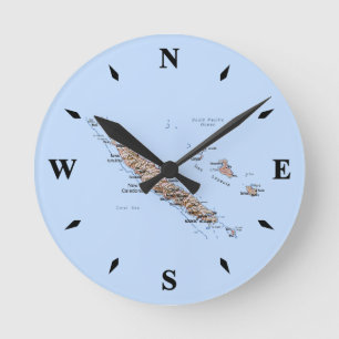 New Caledonia Map Clock Ronde Klok