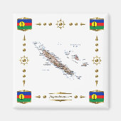 New Caledonia Map + Flags Magnet (Voorkant)