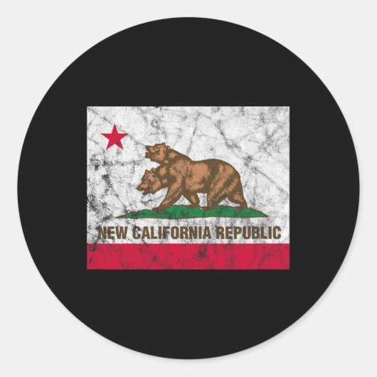 New California Republic Ncr State Distressed Flag  Ronde Sticker (Voorkant)