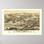 New Castle & Damariscotta, ME Panoramic Map - 1878 Poster (Voorkant)
