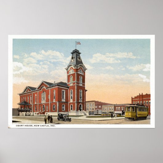 New Castle, Indiana Court House Trolley Poster (Voorkant)