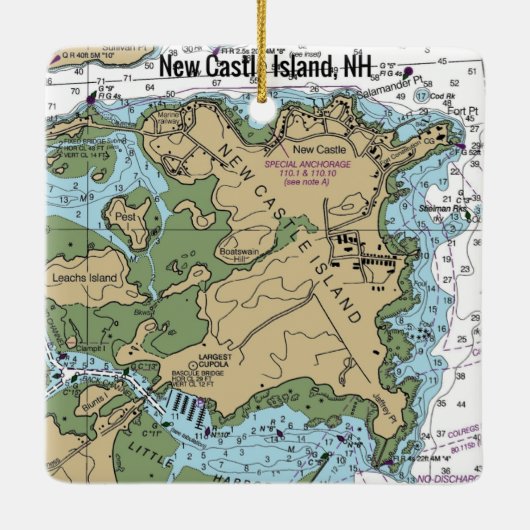 New Castle Island NH Chart Keramisch Ornament (Achterkant)