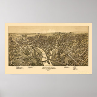 New Castle, PA Panoramic Map - 1896 Poster
